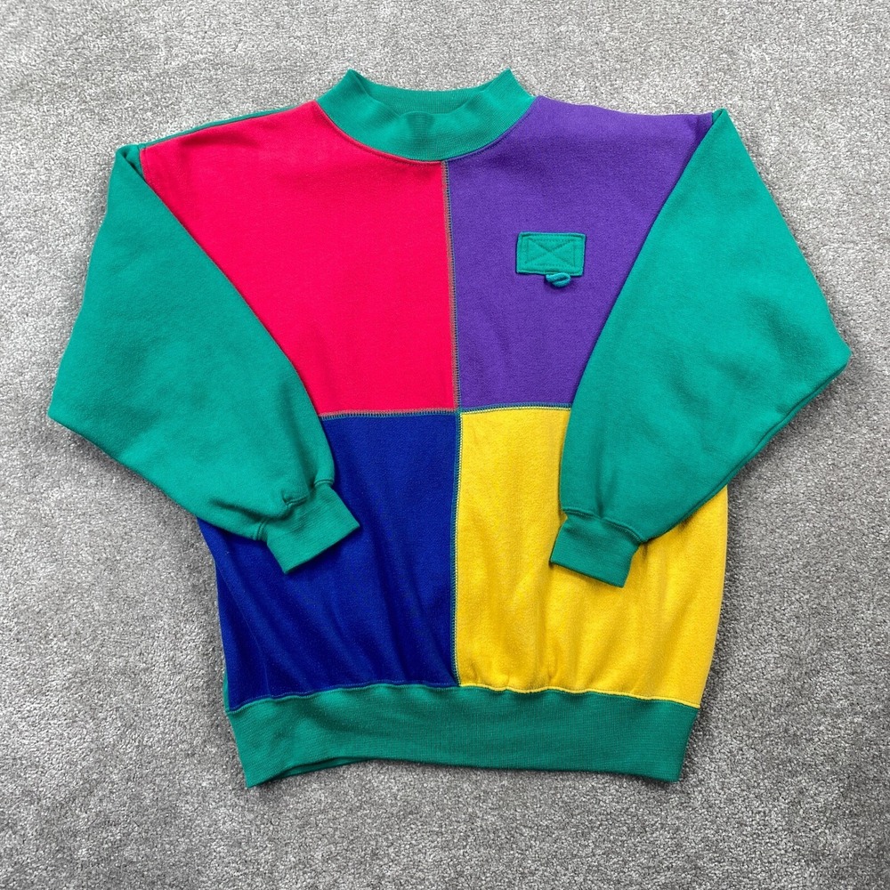 Vintage American Sportif Patch Pullover Up‎ Sweatshirt Women's Size S Multicolor